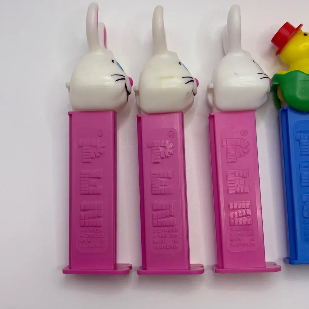 Vtg Easter PEZ Candy Dispenser Lot (8) Bunny,Lamb,Chicks 80s 90s Retro w/ Feet
